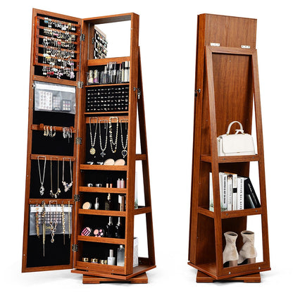 CHARMAID | 360-degree Rotating Jewelry Armoire with Higher Full Length Mirror