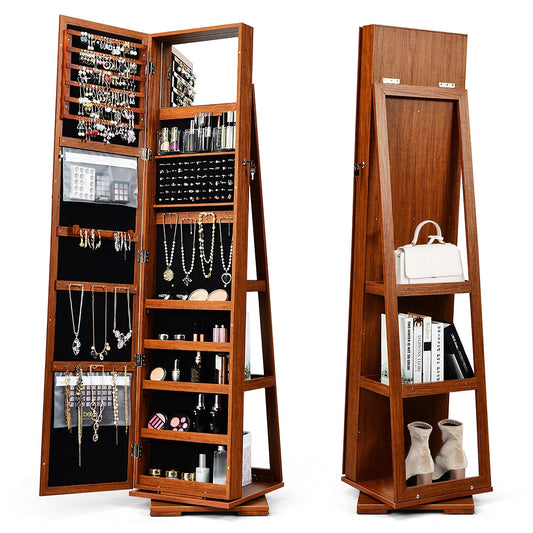 CHARMAID | 360-degree Rotating Jewelry Armoire with Higher Full Length Mirror