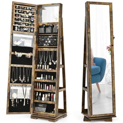 CHARMAID | 360-degree Rotating Jewelry Armoire with Higher Full Length Mirror