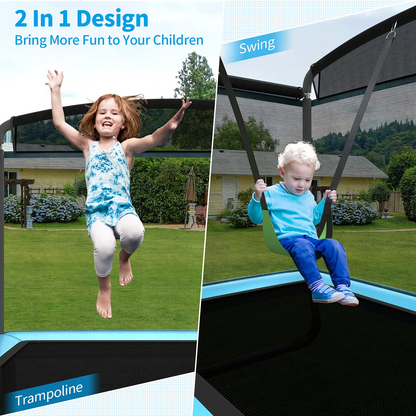 Giantex 6 Ft Kids Trampoline with Swing, Baby Toddler Rectangle Trampoline, Max Load 220lbs (Blue/Orange)