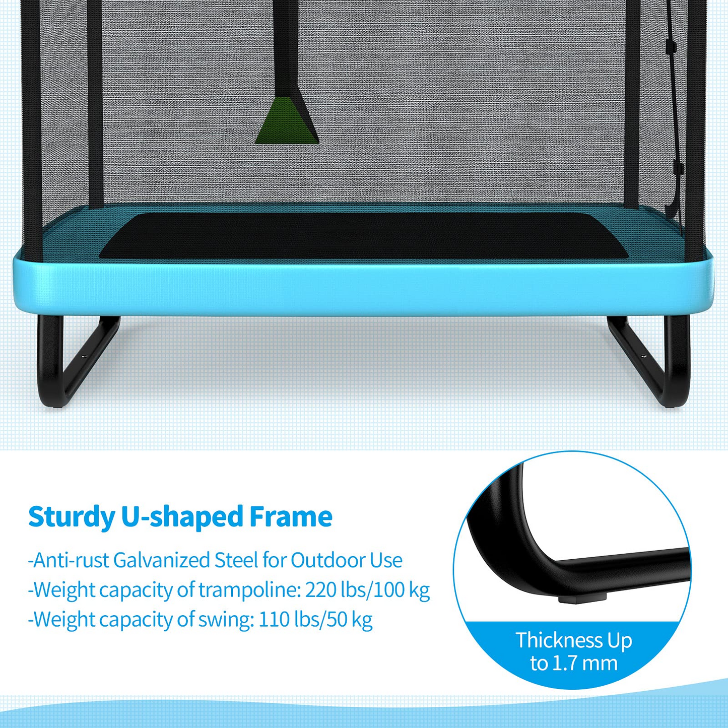 Giantex 6 Ft Kids Trampoline with Swing, Baby Toddler Rectangle Trampoline, Max Load 220lbs (Blue/Orange)