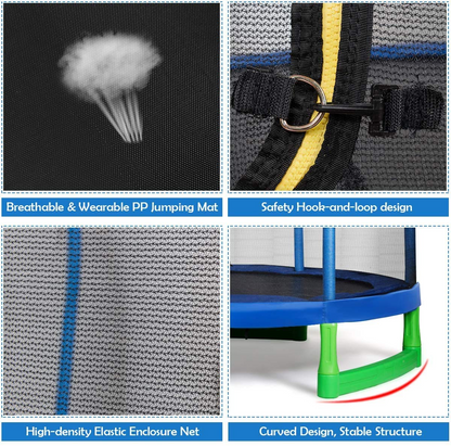 Giantex 7 Ft Kids Trampoline w/Safety Enclosure Net