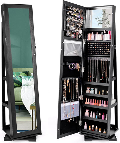 CHARMAID | 360-degree Rotating Jewelry Armoire with Higher Full Length Mirror