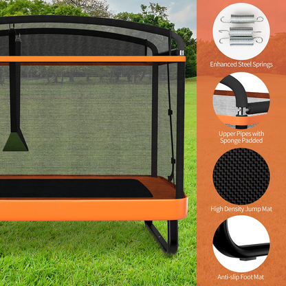 Giantex 6 Ft Kids Trampoline with Swing, Baby Toddler Rectangle Trampoline, Max Load 220lbs (Blue/Orange)