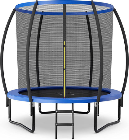 Giantex 8FT 10FT 12FT Trampoline with Enclosure, ASTM Approved Outdoor Large Trampoline with Ladder
