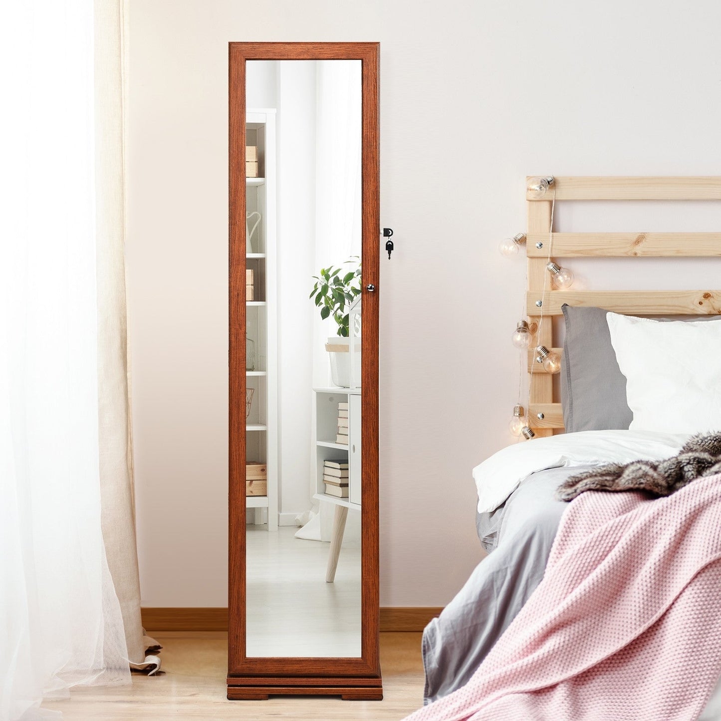 CHARMAID | 360-degree Rotating Jewelry Armoire with Higher Full Length Mirror