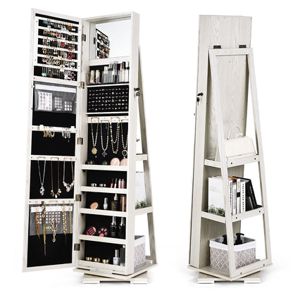 CHARMAID | 360-degree Rotating Jewelry Armoire with Higher Full Length Mirror