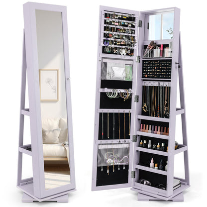CHARMAID | 360-degree Rotating Jewelry Armoire with Higher Full Length Mirror