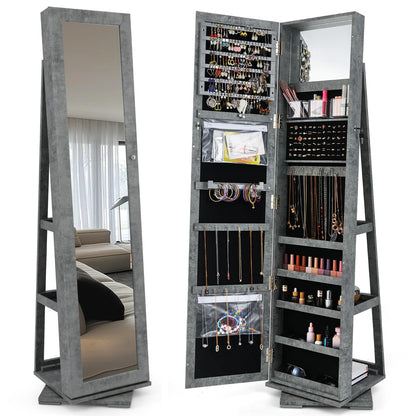 CHARMAID | 360-degree Rotating Jewelry Armoire with Higher Full Length Mirror
