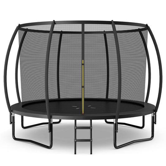Giantex 8FT 10FT 12FT Trampoline with Enclosure, ASTM Approved Outdoor Large Trampoline with Ladder