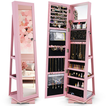 CHARMAID | 360-degree Rotating Jewelry Armoire with Higher Full Length Mirror