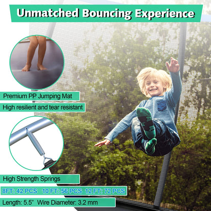 Giantex 8FT 10FT 12FT Trampoline with Enclosure, ASTM Approved Outdoor Large Trampoline with Ladder